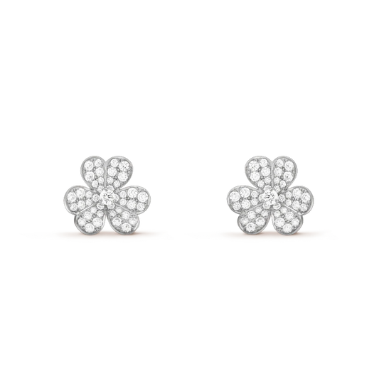 [basloveJW]FRIVOLE SILBERNE BLUMEN-DIAMANT-OHRRINGE