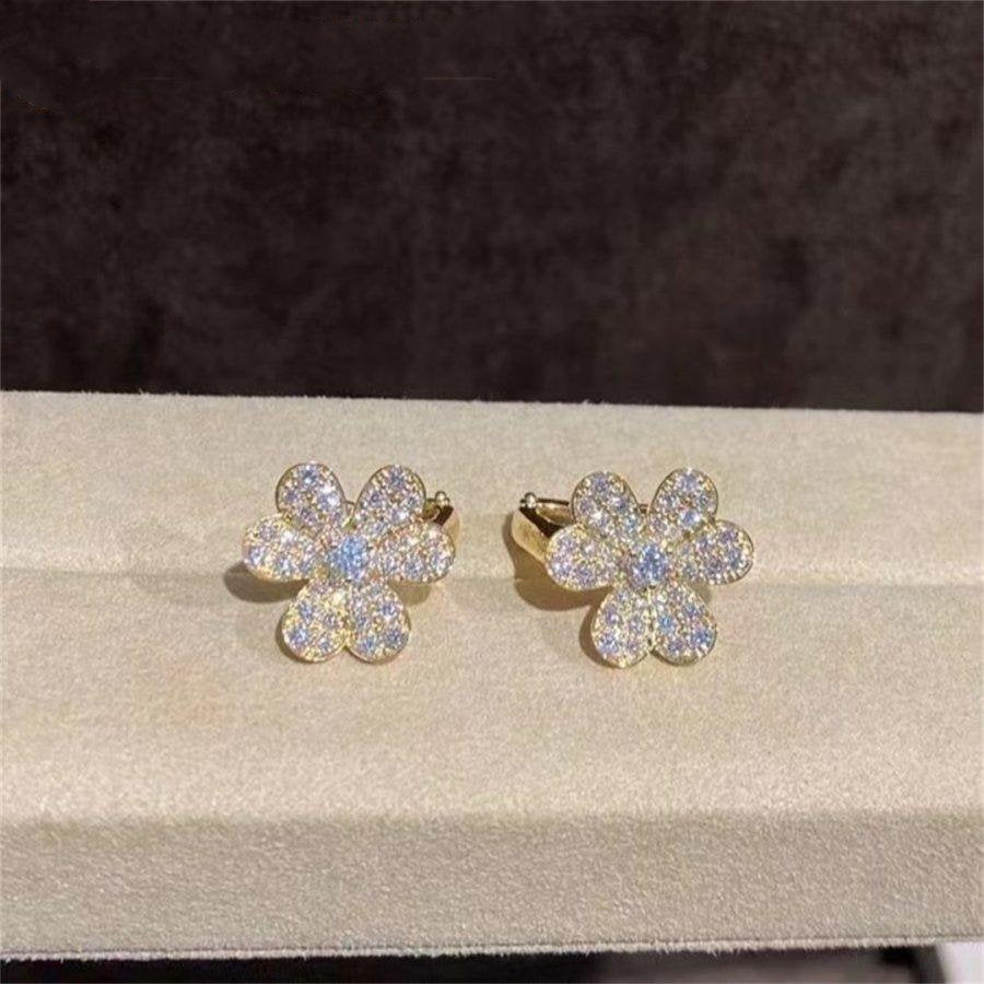 [AURORA]FRIVOLE GOLD FLOWER DIAMOND EARRINGS