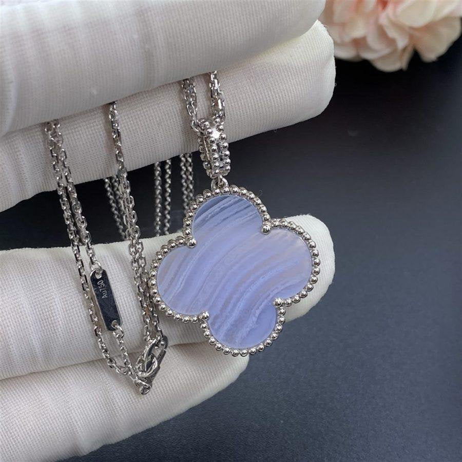 [basloveJW]CLOVER SILBER CHALCEDON GROßE KLEEKETTE