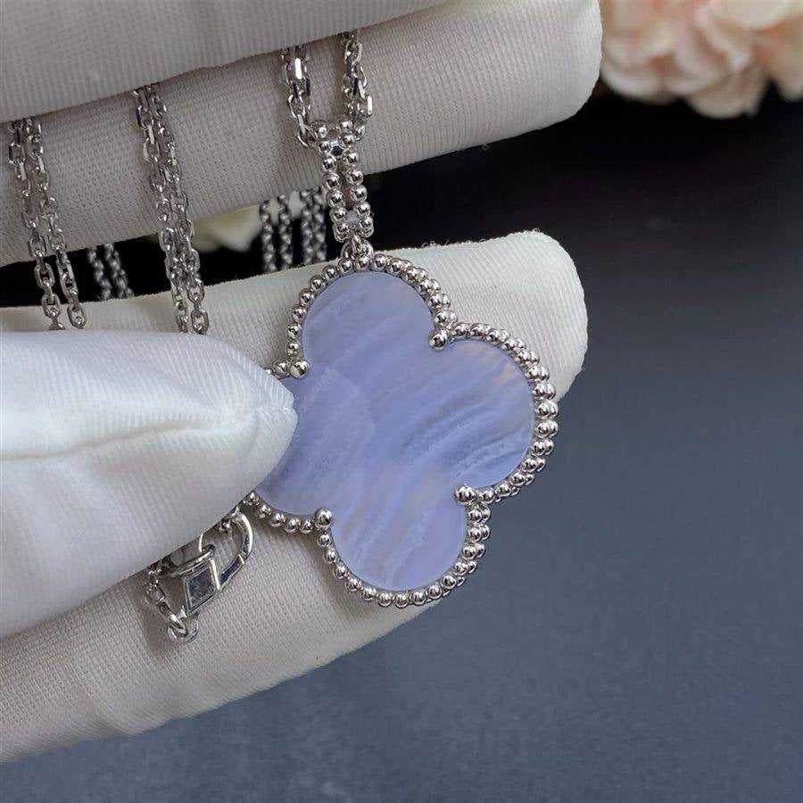 [basloveJW]CLOVER SILBER CHALCEDON GROßE KLEEKETTE