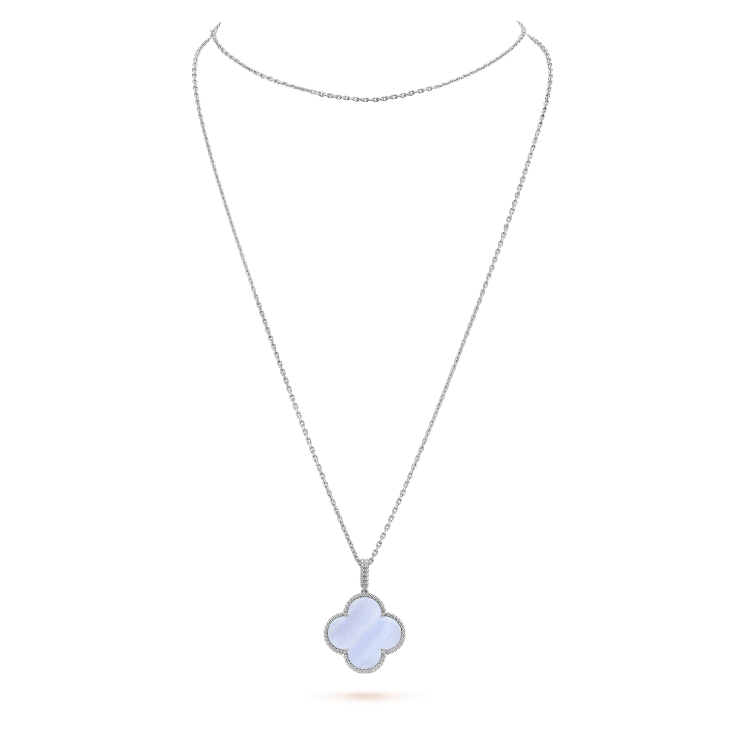 [basloveJW]CLOVER SILBER CHALCEDON GROßE KLEEKETTE