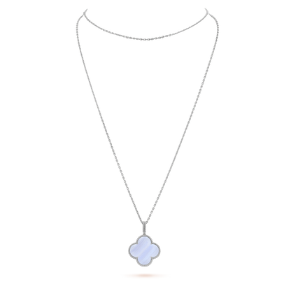 [basloveJW]CLOVER SILBER CHALCEDON GROßE KLEEKETTE