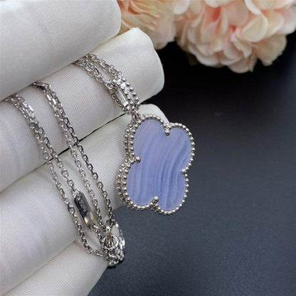 [basloveJW]CLOVER SILBER CHALCEDON GROßE KLEEKETTE