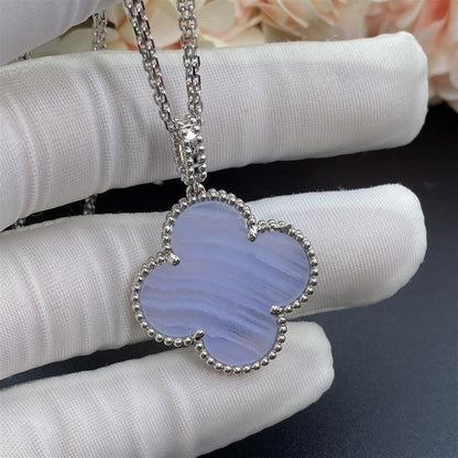 [basloveJW]CLOVER SILBER CHALCEDON GROßE KLEEKETTE