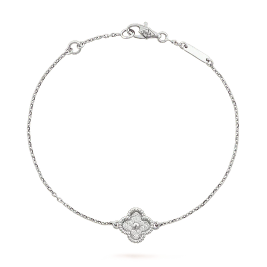 [AURORA]CLOVER  SINGLE FLOWER BRACELET SILVER