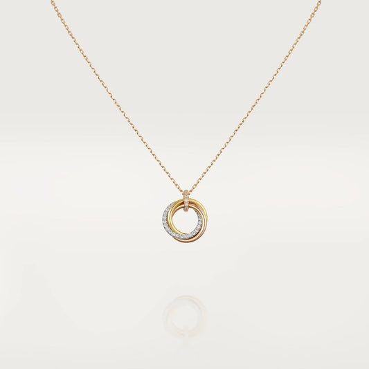 [AURORA]TRINITY NECKLACE SILVER GOLD PINK GOLD DIAMONDS