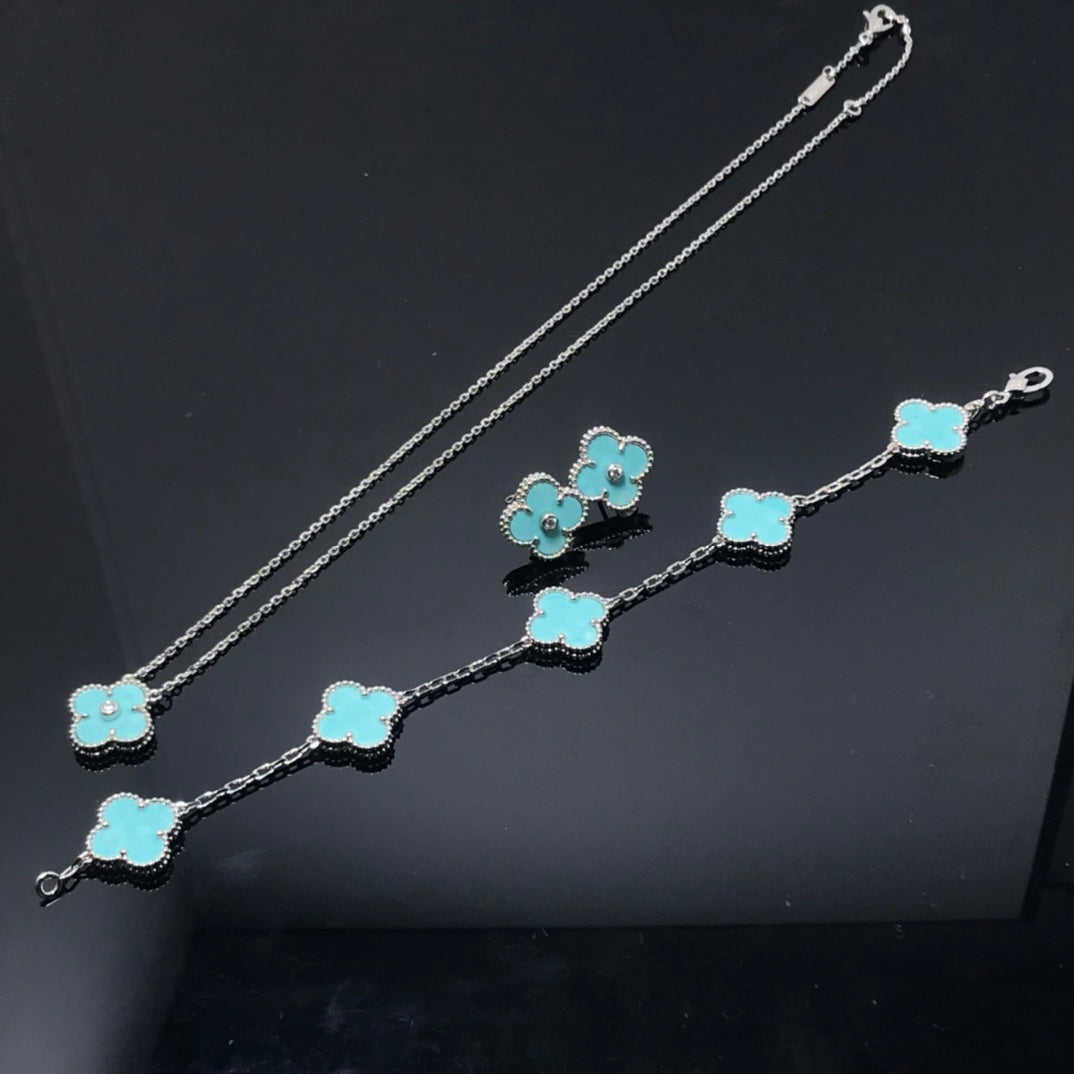[basloveJW]CLOVER 1 DIAMANT BLAUER HIMMEL SILBER OHRRINGE