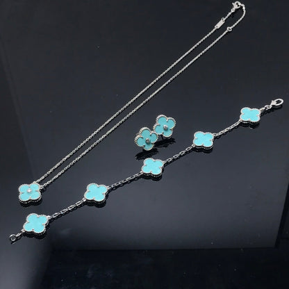 [basloveJW]CLOVER 1 DIAMANT BLAUER HIMMEL SILBER OHRRINGE