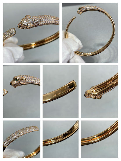[AURORA]PANTHERE FULL DIAMOND OPEN BRACELET