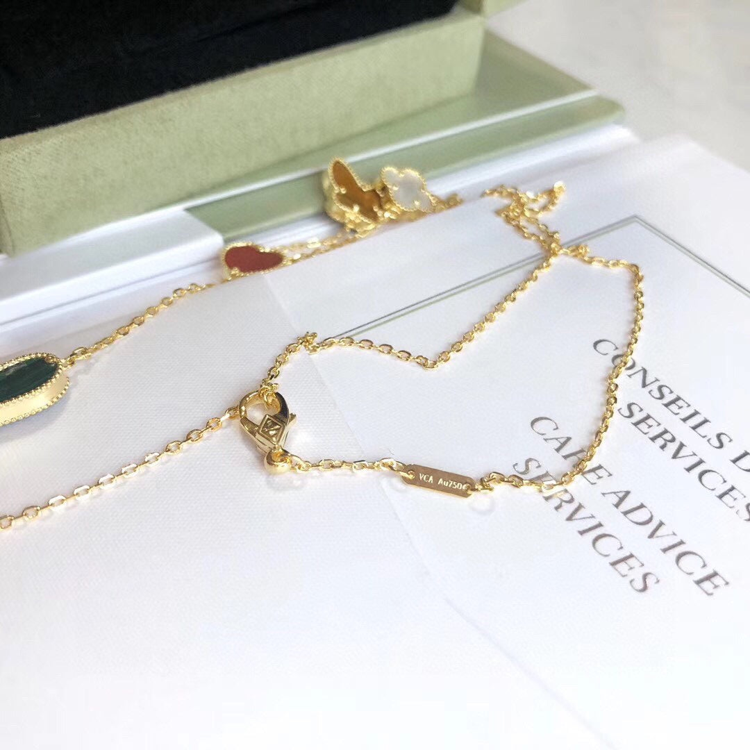 [AURORA]LUCKY SPRING 4 MOTIFS ROSE GOLD NECKLACE