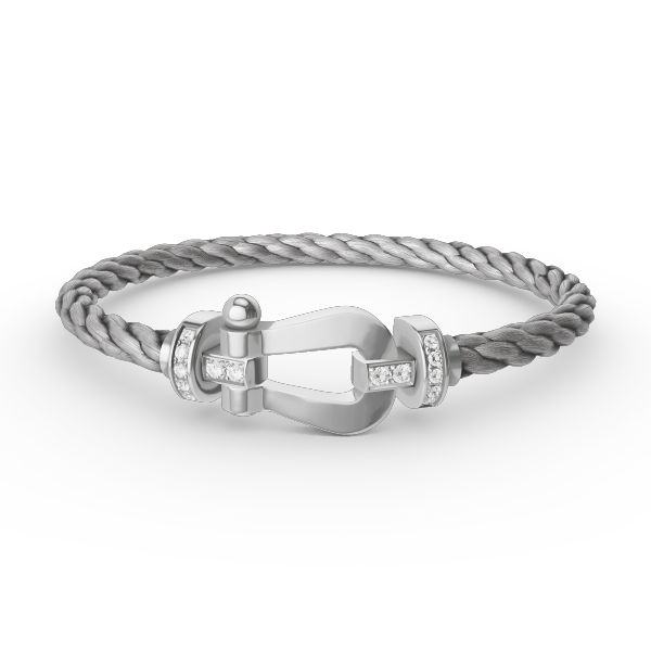 [AURORA]FORCE LARGE HORSESHOE HALF DIAMOND BRACELET SILVER