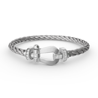[AURORA]FORCE LARGE HORSESHOE HALF DIAMOND BRACELET SILVER