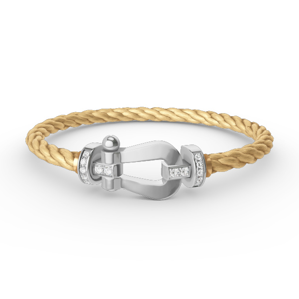 [AURORA]FORCE LARGE HORSESHOE HALF DIAMOND BRACELET SILVER