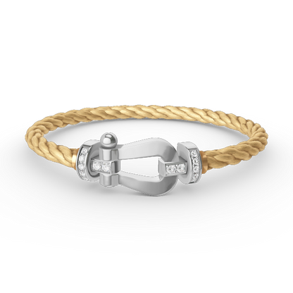 [AURORA]FORCE LARGE HORSESHOE HALF DIAMOND BRACELET SILVER