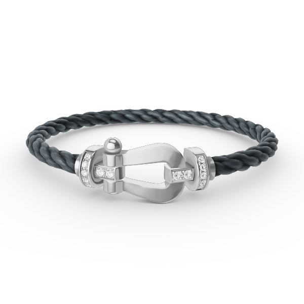 [AURORA]FORCE LARGE HORSESHOE HALF DIAMOND BRACELET SILVER