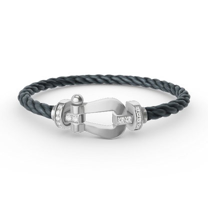[AURORA]FORCE LARGE HORSESHOE HALF DIAMOND BRACELET SILVER