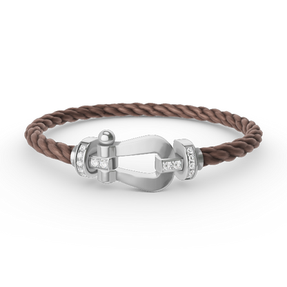 [AURORA]FORCE LARGE HORSESHOE HALF DIAMOND BRACELET SILVER