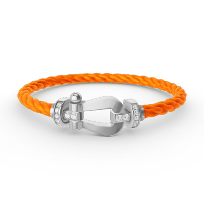[AURORA]FORCE LARGE HORSESHOE HALF DIAMOND BRACELET SILVER