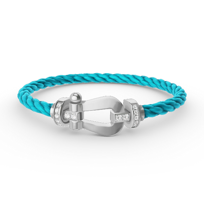 [AURORA]FORCE LARGE HORSESHOE HALF DIAMOND BRACELET SILVER