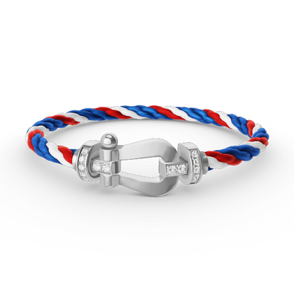 [AURORA]FORCE LARGE HORSESHOE HALF DIAMOND BRACELET SILVER