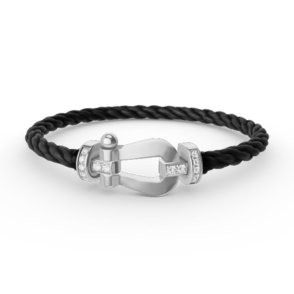[AURORA]FORCE LARGE HORSESHOE HALF DIAMOND BRACELET SILVER