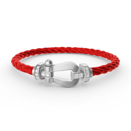 [AURORA]FORCE LARGE HORSESHOE HALF DIAMOND BRACELET SILVER