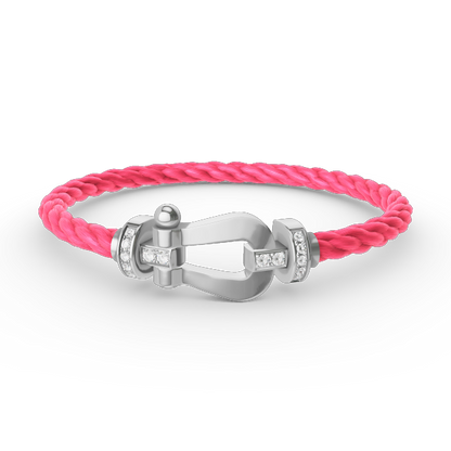 [AURORA]FORCE LARGE HORSESHOE HALF DIAMOND BRACELET SILVER