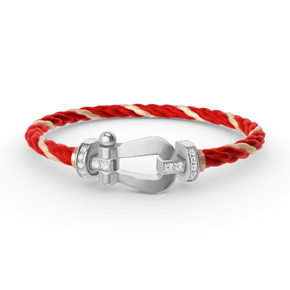 [AURORA]FORCE LARGE HORSESHOE HALF DIAMOND BRACELET SILVER