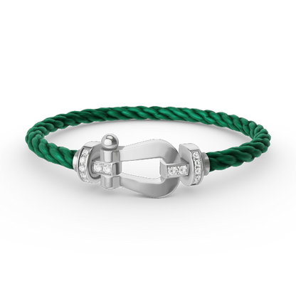 [AURORA]FORCE LARGE HORSESHOE HALF DIAMOND BRACELET SILVER