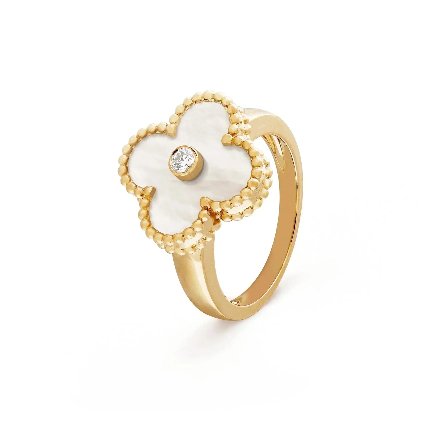 [basloveJW]CLOVER PINK MOP RING GOLD DIAMANT