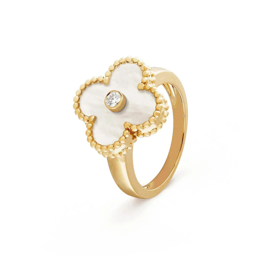 [basloveJW]CLOVER PINK MOP RING GOLD DIAMANT