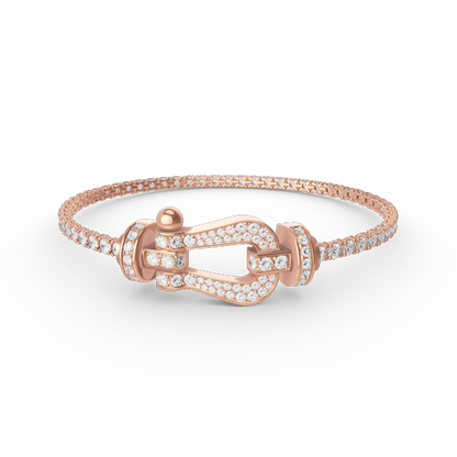 [AURORA]FORCE GROSSES HUFEISEN-TENNISARMBAND MIT VOLLEN DIAMANTEN 