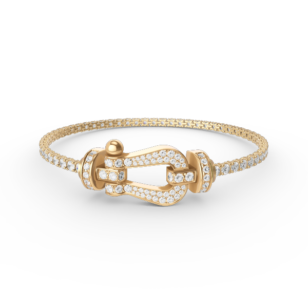 [AURORA]FORCE GROSSES HUFEISEN-TENNISARMBAND MIT VOLLEN DIAMANTEN 